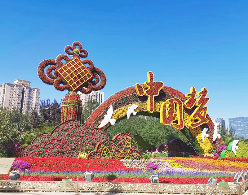 广场五色草造型-中国梦